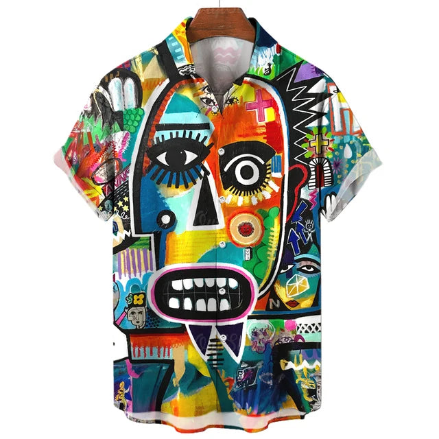 Men 3D Eye Fashion Short Casual Summer Shirts