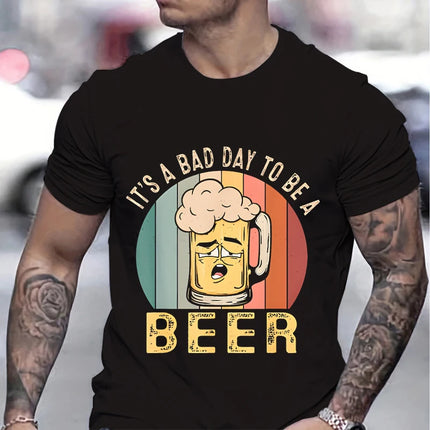 Men Vintage Beer Graphic Summer Tees