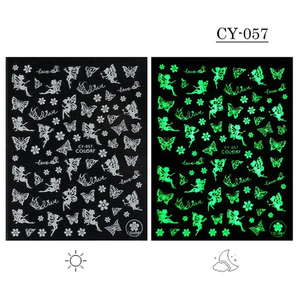 3D Butterfly Star Luminous Nail Stickers