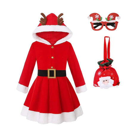 Baby Girl Elk Christmas Santa Hooded Costume