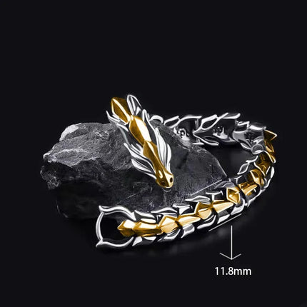 Men Dragon Head Silver Medieval Bracelet