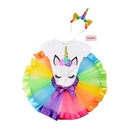 Baby Girl Rainbow Unicorn Tutu Dress Sets