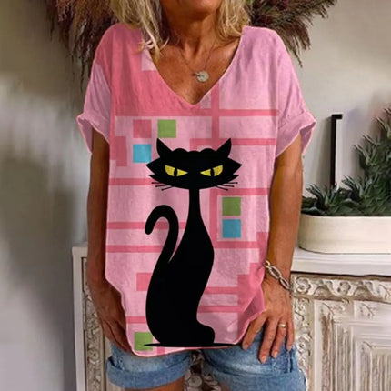 Women Solid Streetwear Animal Summer Tees