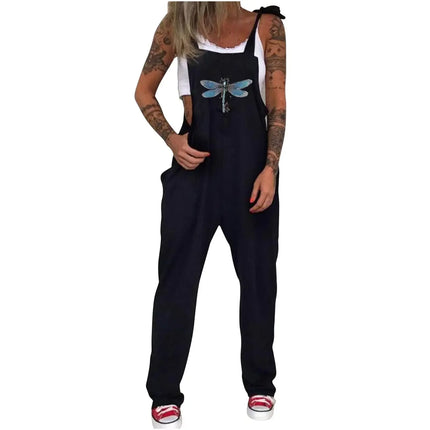 Women Cartoon Skull Casual Overall Romper