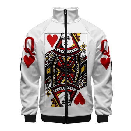 King Queen Couple Matching 3D Stand Collar Hoodies