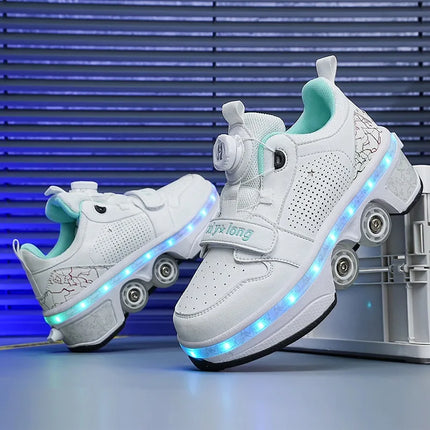 Girl USB Charging LED Rainbow Skate Shoes