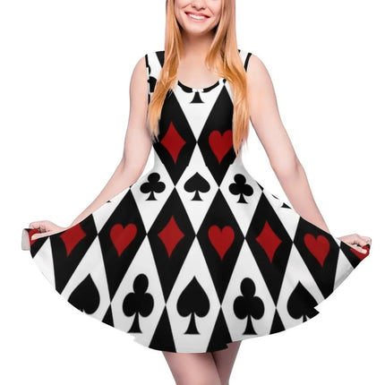 Women 3D Fashion Poker Playing Card Skater Dress