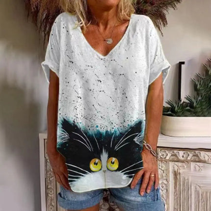 Women Solid Streetwear Animal Summer Tees