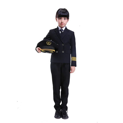 Kids Pilot Costumes Girl Flight Attendant Set