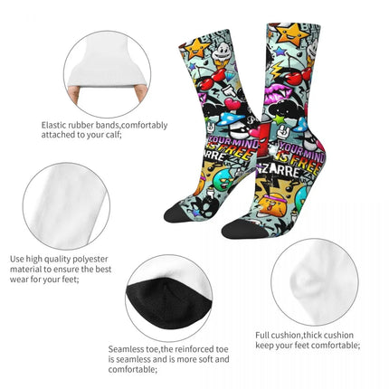 Men Compression Happy 3D Graffiti Socks