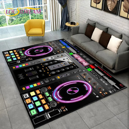 3D DJ Music Keyboard Living Area Rugs