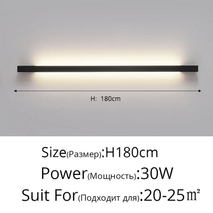 Minimalist Long LED Bar Lamp Bedside Bedroom Indoor Wall Sconce