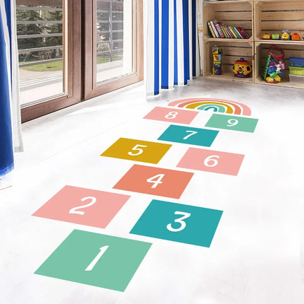 Cartoon Digital Grid Floor Stickers for Kids