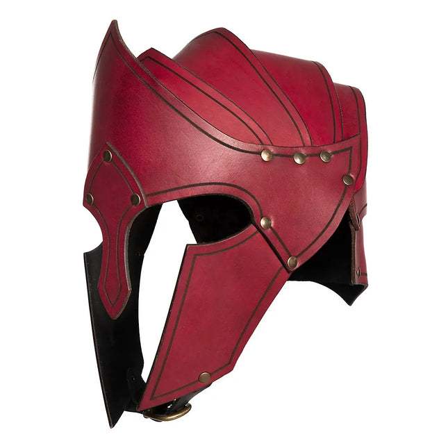 Men Nordic Viking Medieval Leather Warrior Helmet