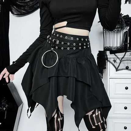 Women Gothic Punk Irregular Mini Skirts