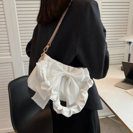 Women Trendy Bow Black White Handbags