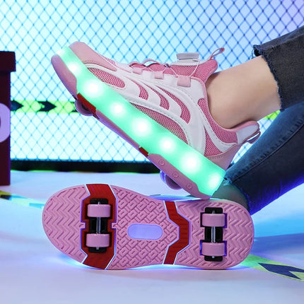 Girls Pink USB-Charging LED Skater 4W Sneakers