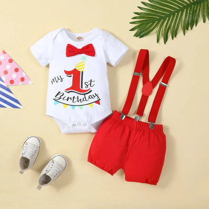 Baby Boy Birthday 1 Short Suspender Outfit Sets