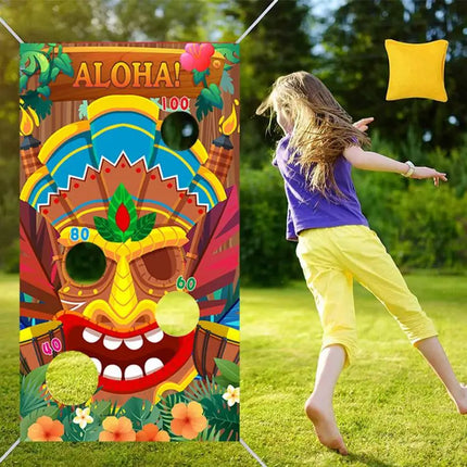 Tiki Party Bean Bag Tossing Cornhole Game