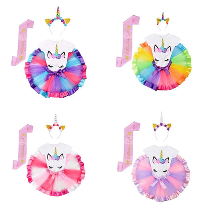 Baby Girl Rainbow Unicorn Tutu Dress Sets