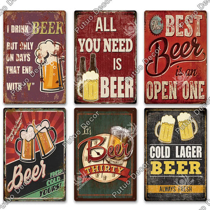 Save Water Drink Beer Vintage Sign Decor