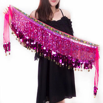 Women Gold Tassel Belly Dance Costume Skirt Wraps