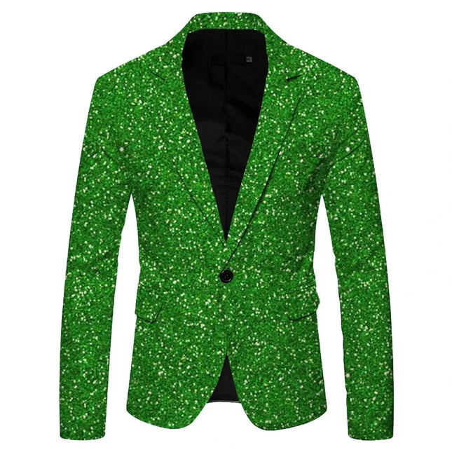 Men's 3D Sequin Printed Pocket Lapel Blazers