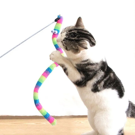 Rainbow Long Tail Caterpillar Cat Toys