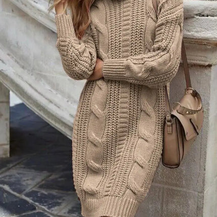 Women Turtleneck Long Sweater Dress - Mad Fly Essentials