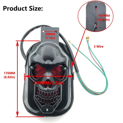 Motorcycle Taillights Rear Brake Skull Tail Light