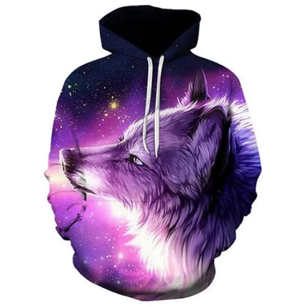 Men Animal Wolf Blue 3D Sweatshirt Hoodies