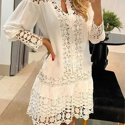 Women Long Solid Lace Party Dress