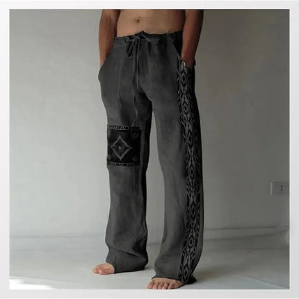 Men Geometric Pattern Smart Casual Pants