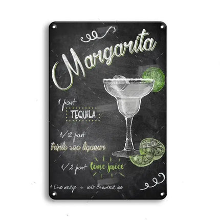 Vintage Margarita Classic Cocktails Kitchen Bar Wall Decor