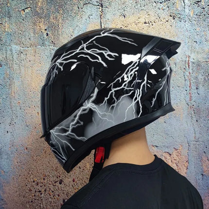 Motorcycle Full-Face Blue Black Capacete Helmet