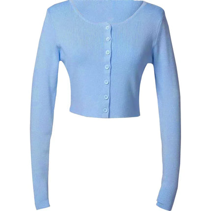 Women O-Neck Crop Top Sweater.