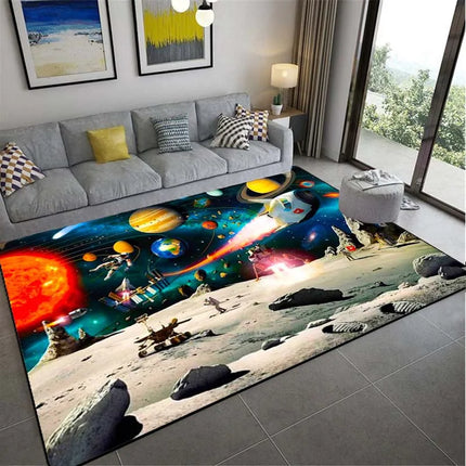 Modern 3D Saturn Planet Starry Sky Area Rug