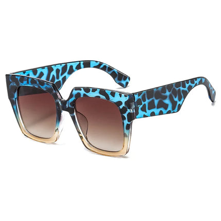 Women Blue Vintage UV400 Cat Eye Big Frame Sunglasses