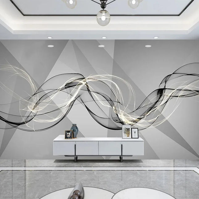 Custom 3D Modern Minimalist Abstract Smoke Mural Wallpaper