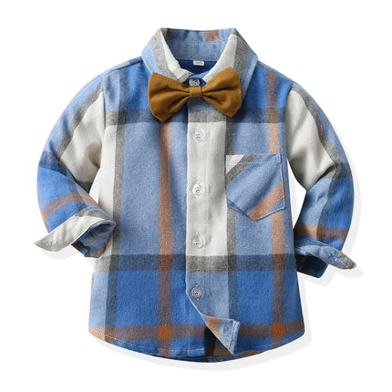 Baby Boy Birthday Blue Grey Plaid Gentleman Clothing Set