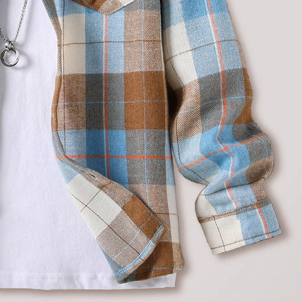 Boy Plaid Long Fall Shirt Jackets