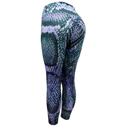 Women Snakeskin Elastic 3D Fitness Leggings