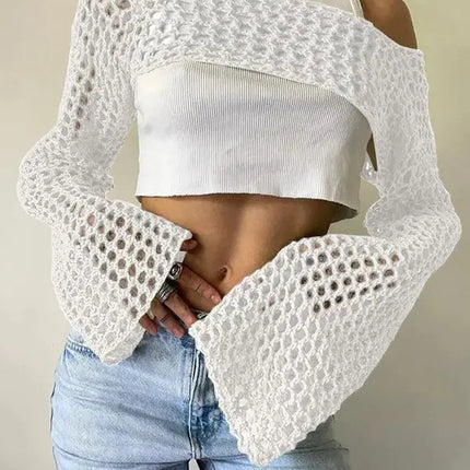 Women 2024 Summer Vintage Hollow Crop Top 