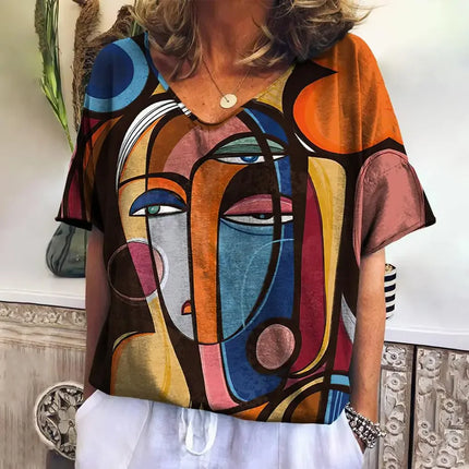 Women Picasso Facial Art Iridescent 3D Shirt