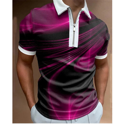 Men Turn-Down Zipper Polo Shirts