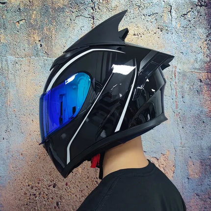 Motorcycle Full-Face Blue Black Capacete Helmet