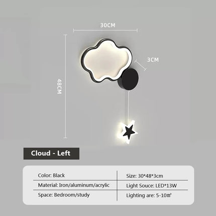 Modern Nordic Kids Room LED Star Cloud Wall Sconce