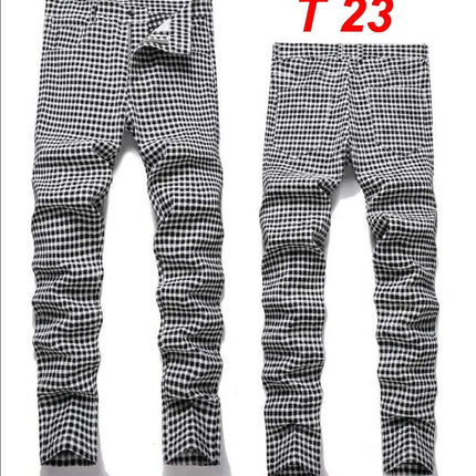 Men Business Casual Elastic Plaid Pants - Mad Fly Essentials