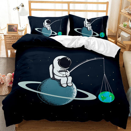 Kids Room Cartoon Astronaut Duvet Cover Bedding Set