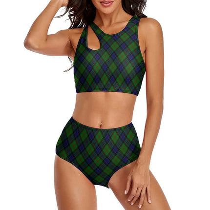 Women Blue Plaid Swimwear Bikini Sets